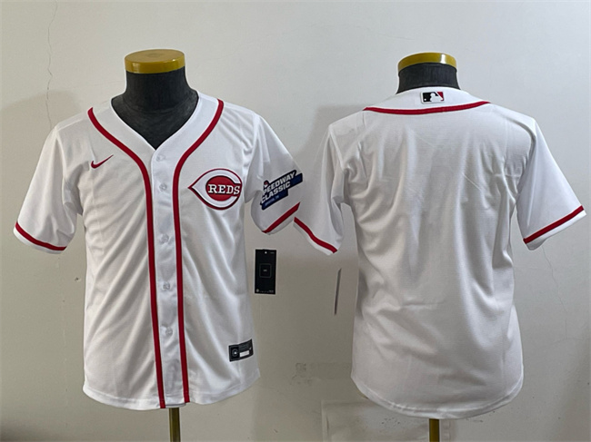 Youth White Cincinnati Reds Blank 2025 Speedway Classic Stitched Baseball Jersey